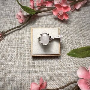 Size 5.5 | Silver Boho Gemstone Ring – Large Oval Moonstone, Chunky Statement